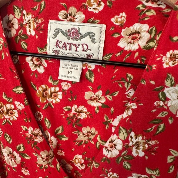 Katy D 90s Vintage Floral Dress Size 14 - Picture 4 of 10
